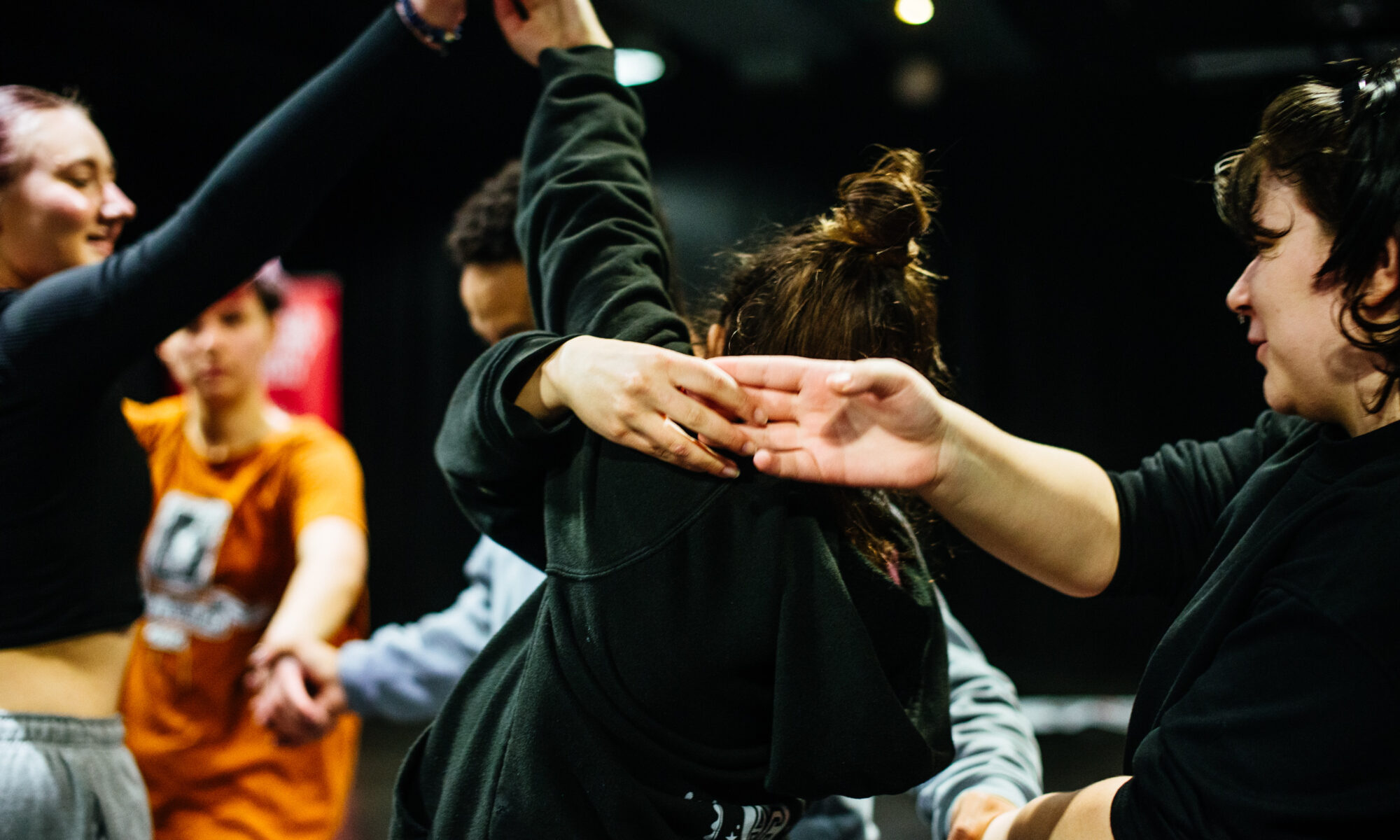 A group of people dancing