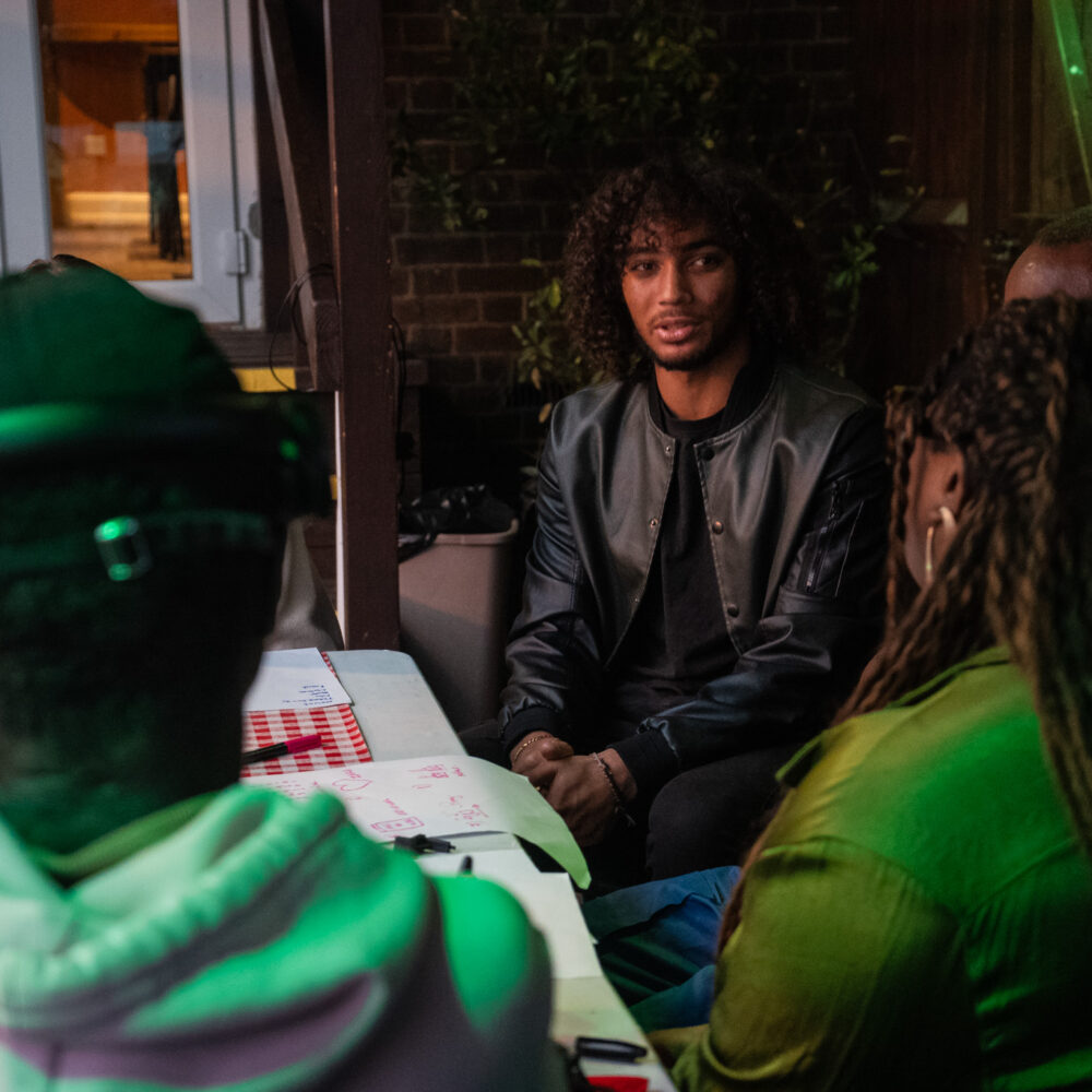 A group of young people talking