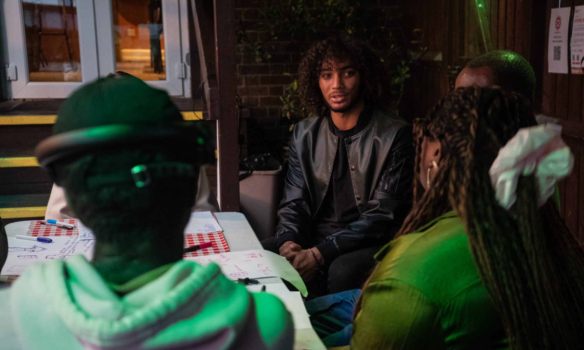 A group of young people talking