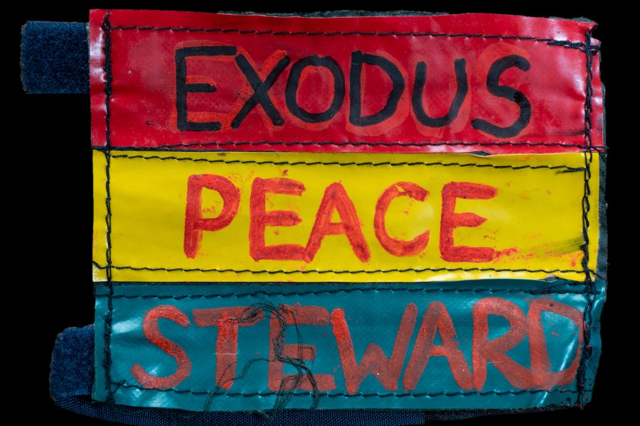 Badge reading 'Exodus Peace Steward'